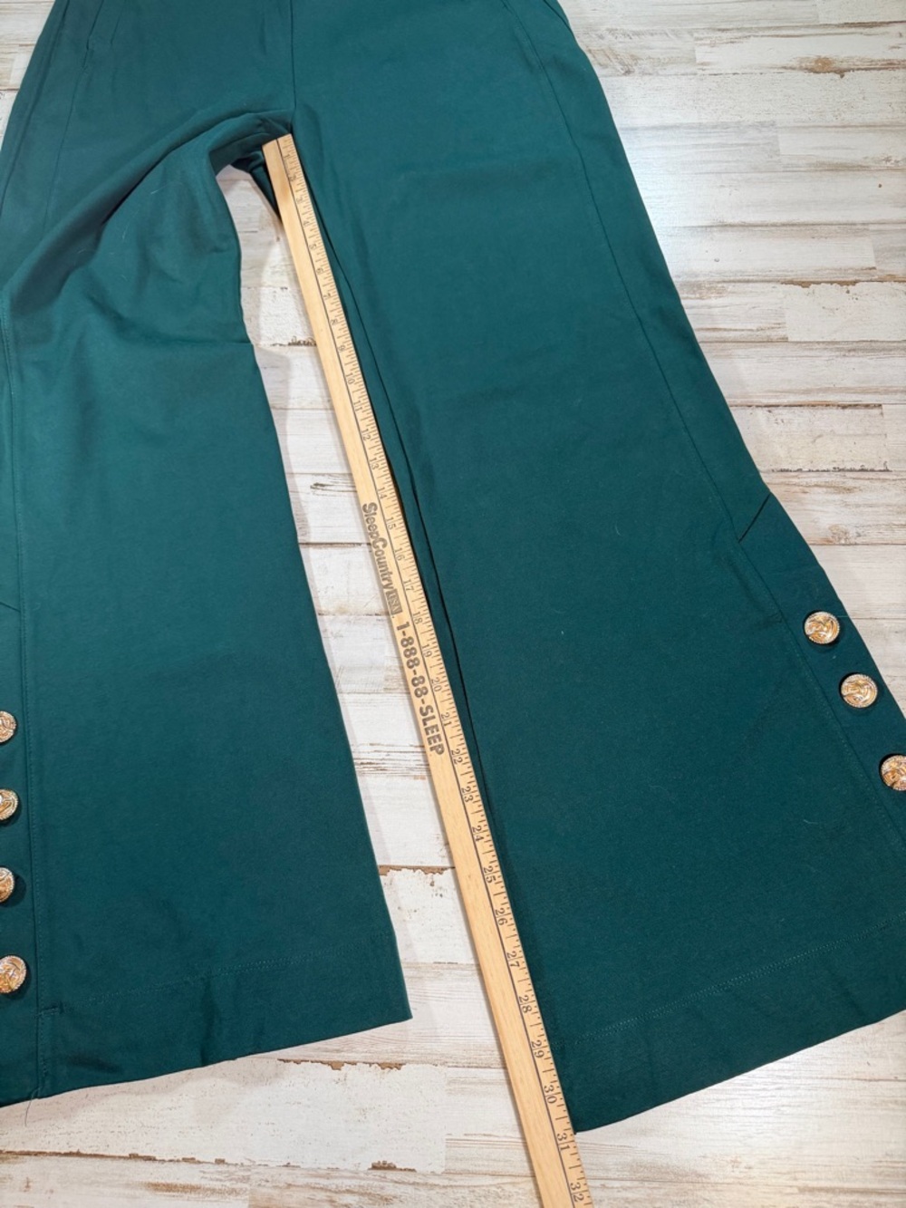 Dear Scarlett Women's Wide Leg Button-Trim Pants in Deep Teal - Picture 3 of 4